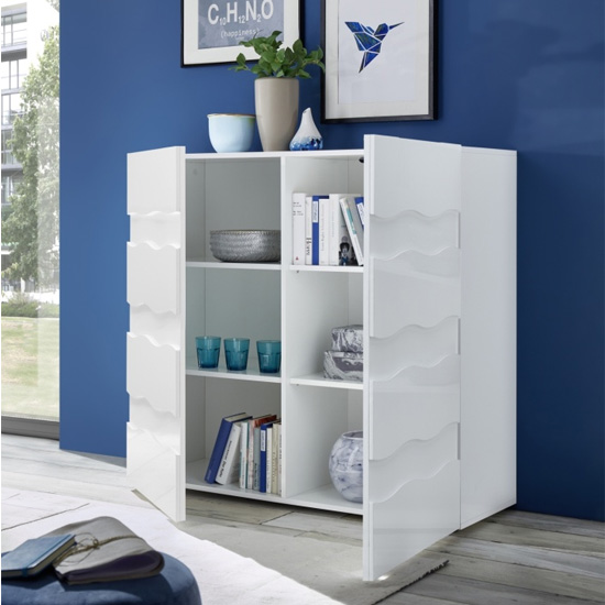 Nod Wooden Sideboard In White High Gloss With 2 Doors_2