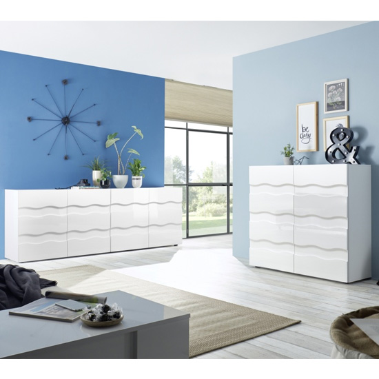 Nod Wooden Sideboard In White High Gloss With 2 Doors_3