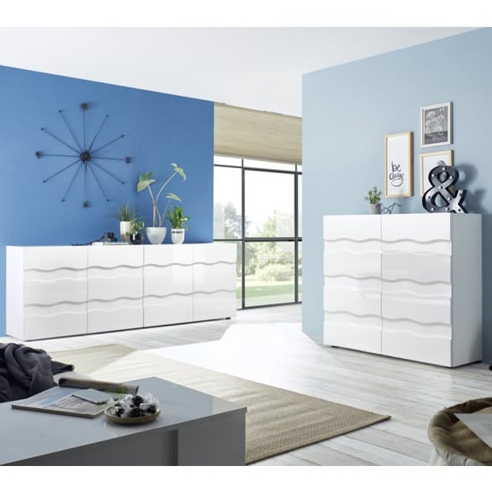 Nod Wooden Sideboard In White High Gloss With 4 Doors_3