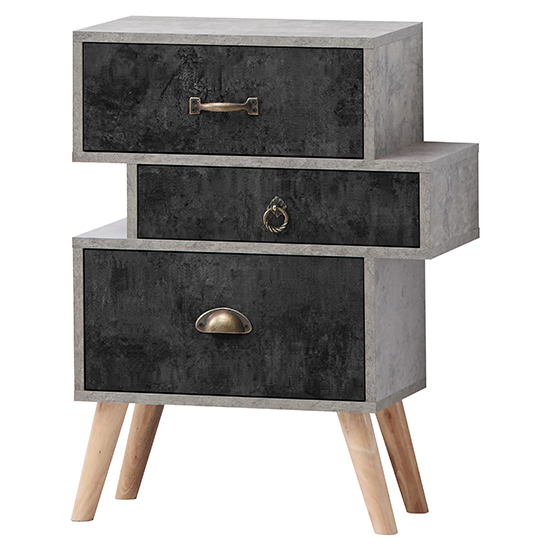 Read more about Noein wooden bedside cabinet in concrete effect and charcoal