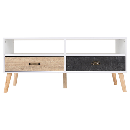 Noein Wooden Coffee Table In White And Distressed Effect