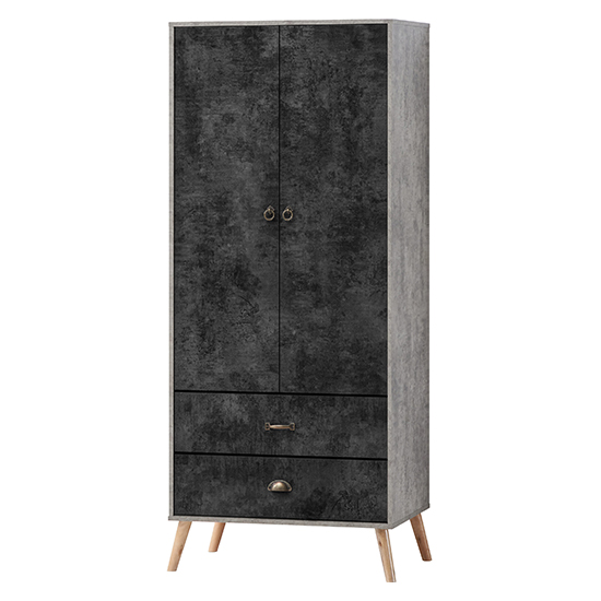 Read more about Noein wooden wardrobe with 2 doors and 2 drawers in charcoal