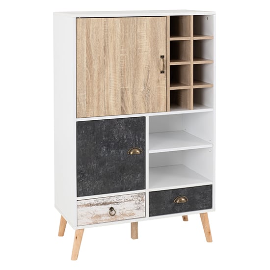 Read more about Noein wooden wine cabinet in white and distressed effect