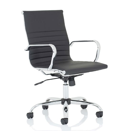 Nola Leather Medium Back Executive Office Chair In Black