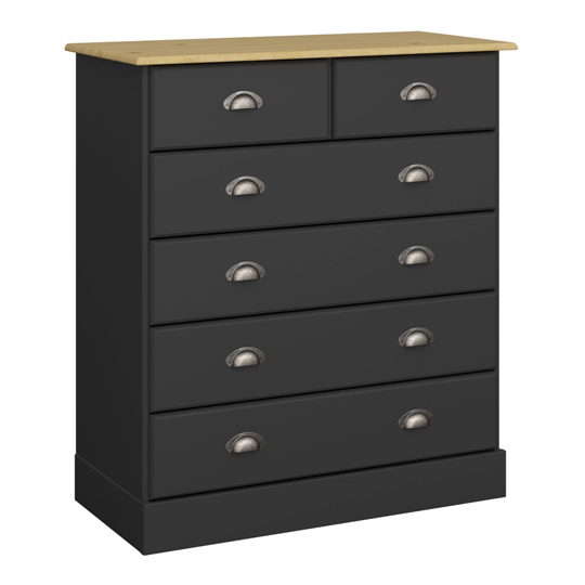 Read more about Nola tall chest of drawers in black and pine with 6 drawers