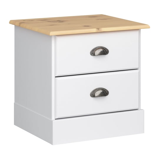 Read more about Nola wooden bedside cabinet in white and pine with 2 drawers