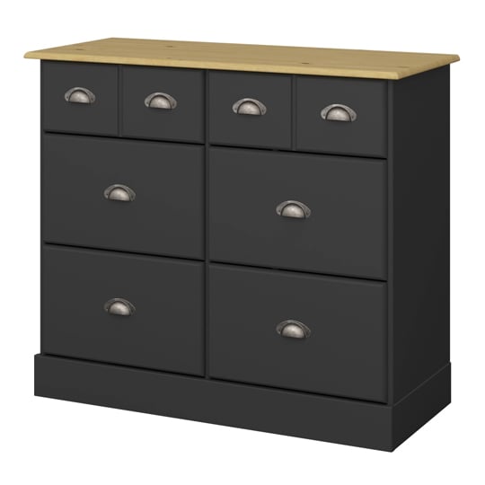 Nola Wooden Chest Of Drawers In Black And Pine With 6 Drawers_3
