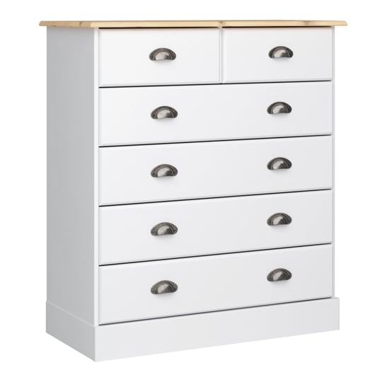 Read more about Nola wooden chest of drawers in white and pine with 6 drawers