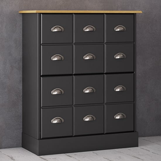 Read more about Nola wooden shoe storage cabinet in black and pine