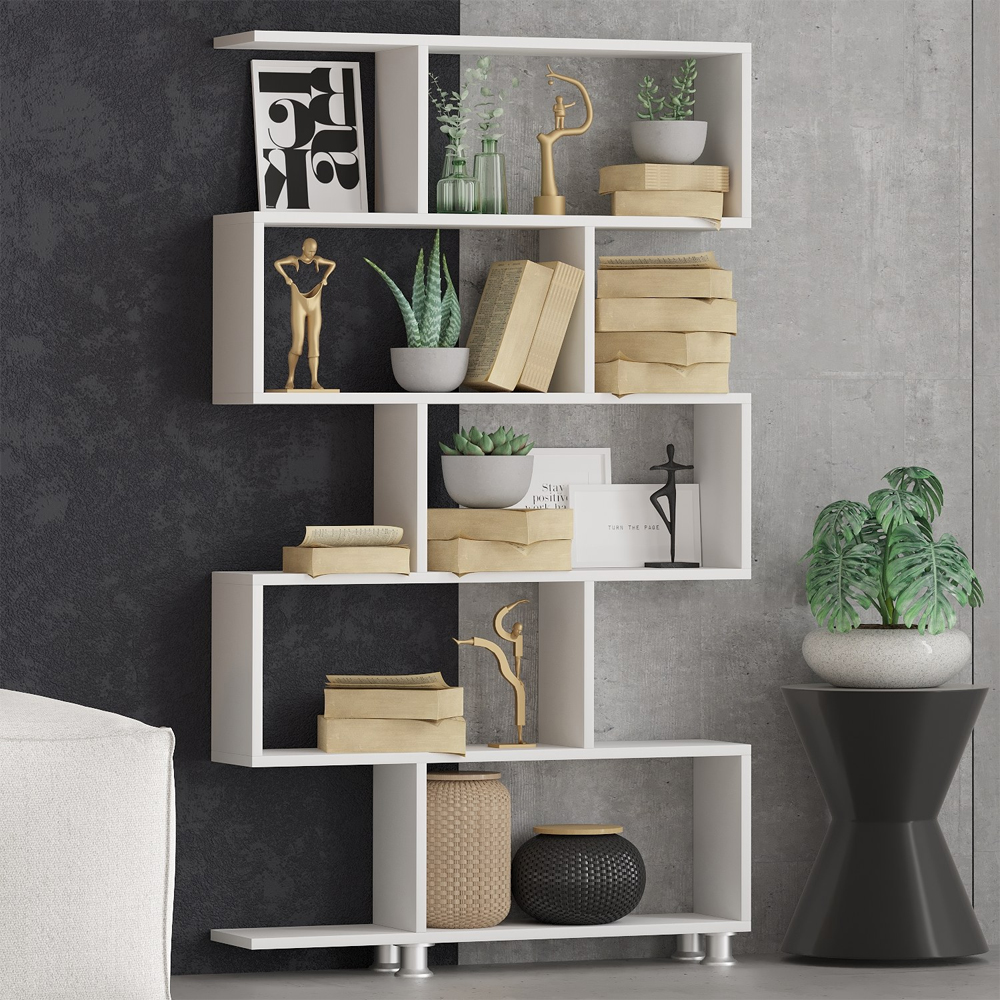 Nolira Wooden Display Unit with 10 Shelves in White