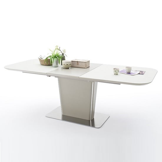 Nolte Glass Extendable Dining Table In Taupe And Steel Base_2
