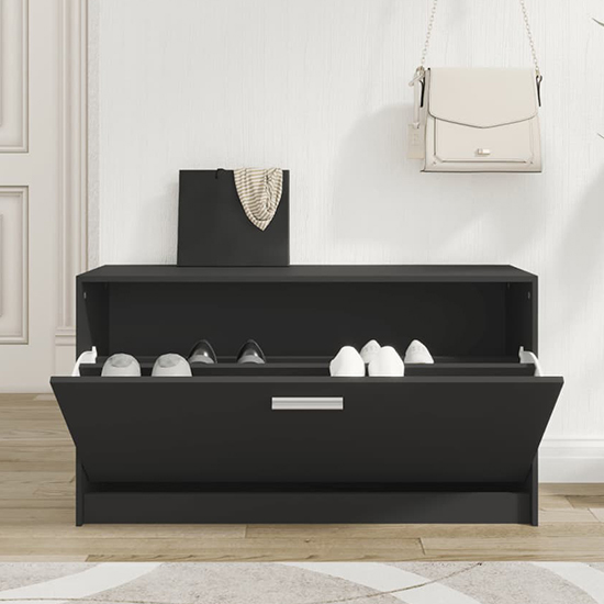 Nome Wooden Shoe Storage Bench With 1 Flap In Black