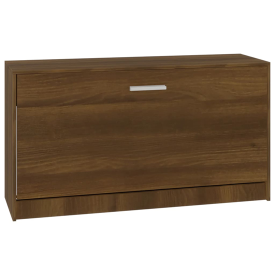 Nome Wooden Shoe Storage Bench With 1 Flap In Brown Oak