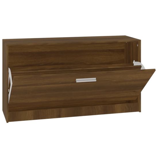 Nome Wooden Shoe Storage Bench With 1 Flap In Brown Oak