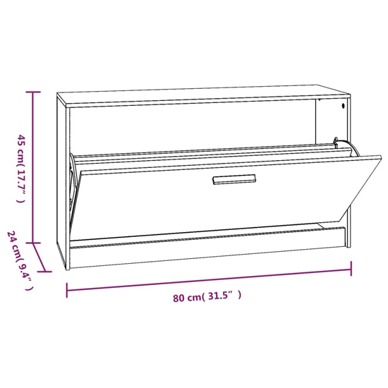 Nome Wooden Shoe Storage Bench With 1 Flap In Brown Oak