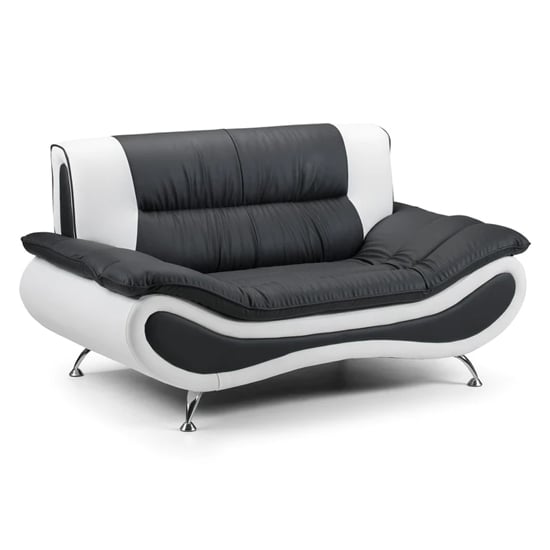 Product photograph of Nonoil Faux Leather 2 Seater Sofa In Black And White from Furniture in Fashion