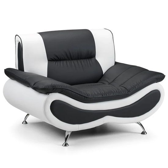 Nonoil Faux Leather Armchair In Black And White thumbnail