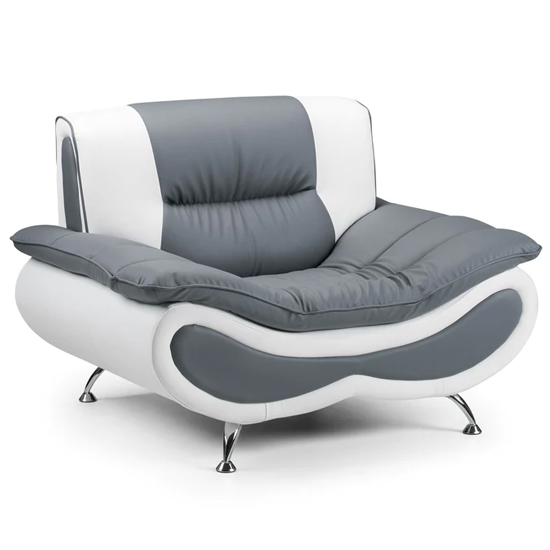 Nonoil Faux Leather Armchair In White And Grey thumbnail