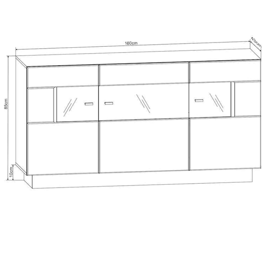 Norco High Gloss Sideboard 3 Doors In Black With LED Lighting Furniture in Fashion