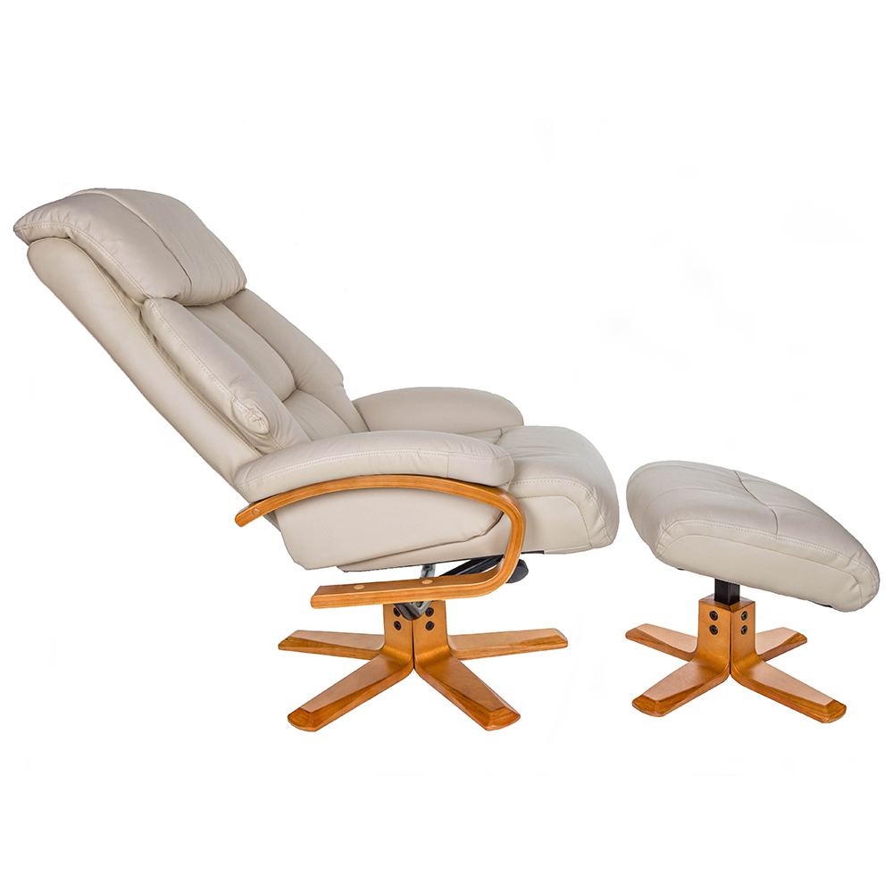 Norco Leather Recliner Chair With Stool In Ivory