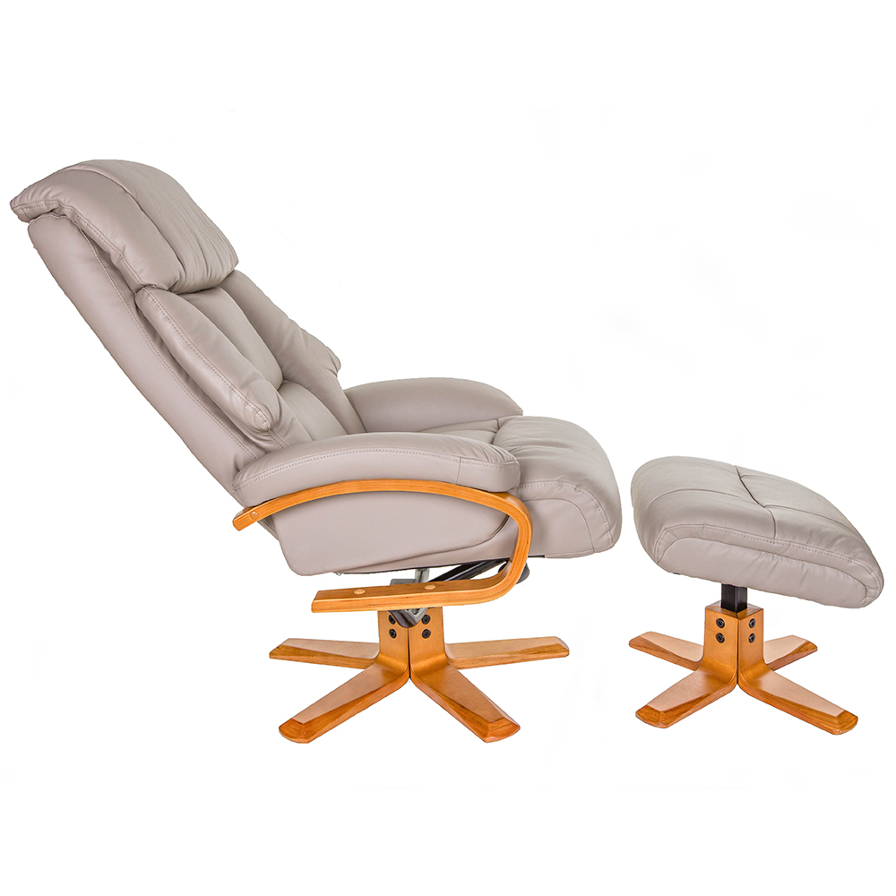 Norco Leather Recliner Chair With Stool In Pebble