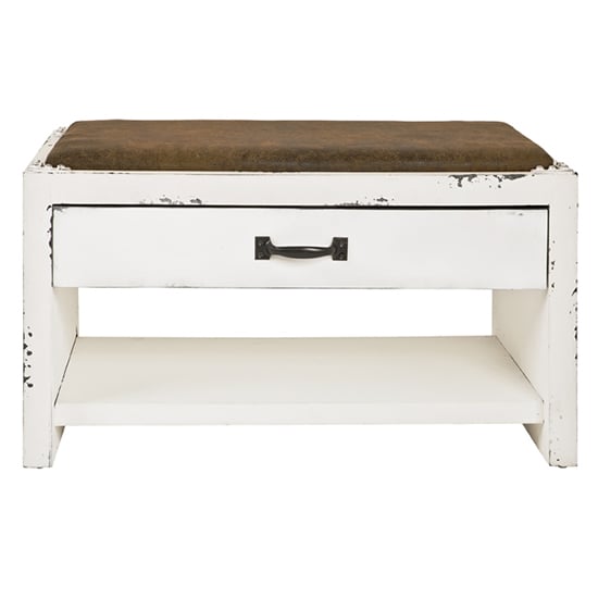 Read more about Newberry wooden shoe storage bench in white vintage look