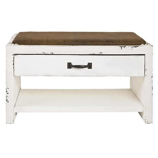 Photo of Norco wooden shoe storage bench in white vintage look