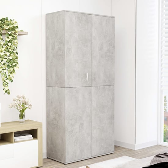 Norco Shoe Storage Cabinet With 2 Doors In Concrete Effect_1
