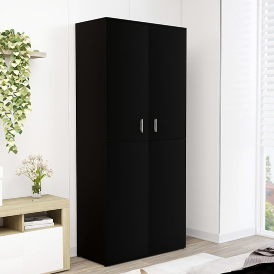 Read more about Newberry wooden shoe storage cabinet with 2 doors in black