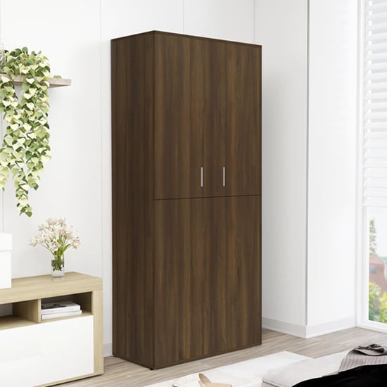 Read more about Norco wooden shoe storage cabinet with 2 doors in brown oak