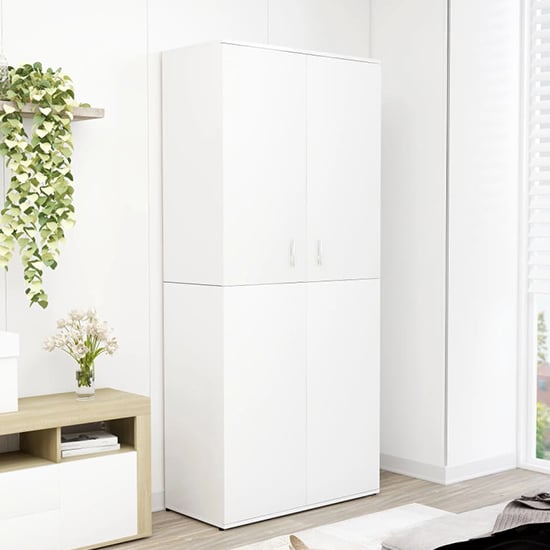 Product photograph of Norco Wooden Shoe Storage Cabinet With 2 Doors In White from Furniture in Fashion