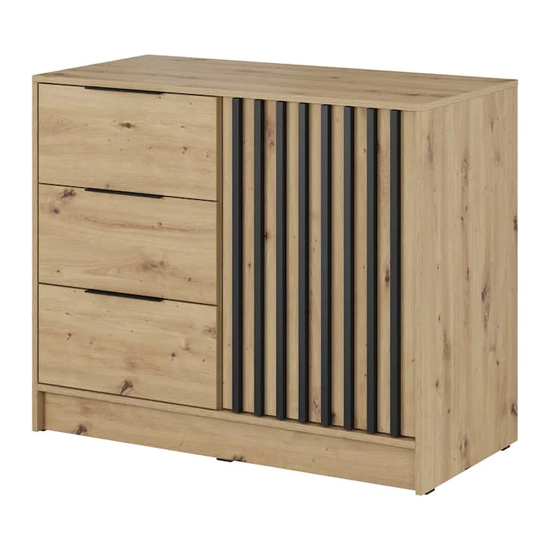 Newberry Wooden Sideboard With 1 Door 3 Drawers In Artisan Oak