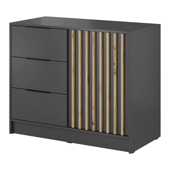 Newberry Wooden Sideboard With 1 Door 3 Drawers In Graphite