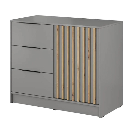 Newberry Wooden Sideboard With 1 Door 3 Drawers In Grey