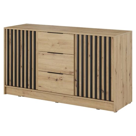 Newberry Wooden Sideboard With 2 Doors 3 Drawers In Artisan Oak