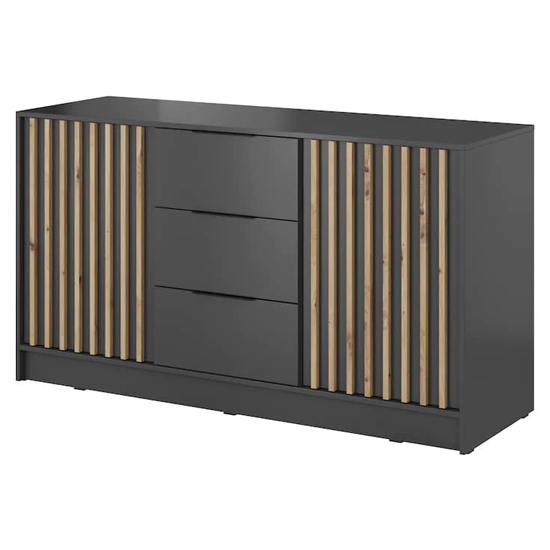 Newberry Wooden Sideboard With 2 Doors 3 Drawers In Graphite