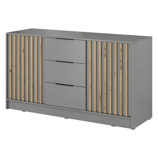 Newberry Wooden Sideboard With 2 Doors 3 Drawers In Grey
