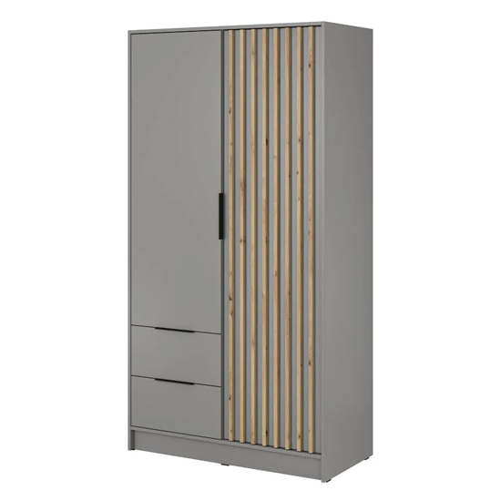 Newberry Wooden Wardrobe With 2 Hinged Doors 105cm In Grey