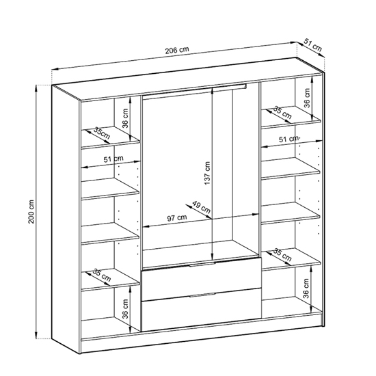 Newberry Wooden Wardrobe With 4 Hinged Doors 206cm In Artisan Oak