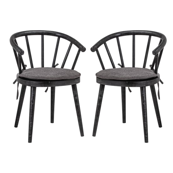 Read more about Nordec black wooden dining chairs in pair