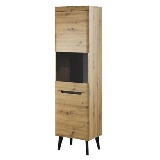 Newry Wooden Display Cabinet Tall With 2 Doors In Artisan Oak