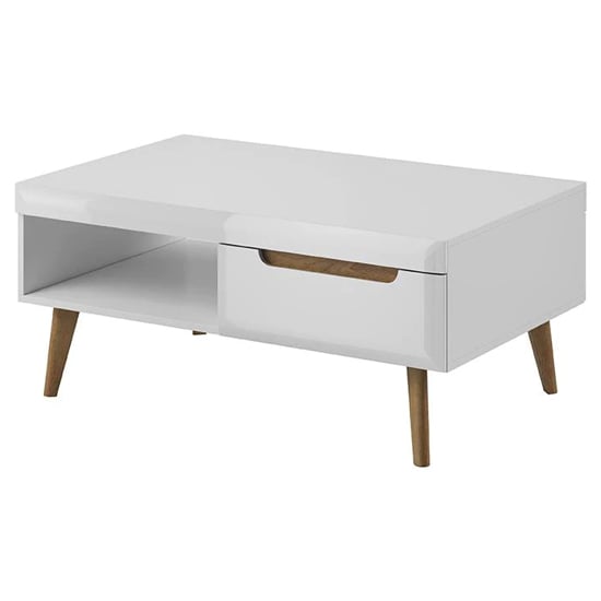 Product photograph of Newry High Gloss Coffee Table With 1 Drawer In White from Furniture in Fashion