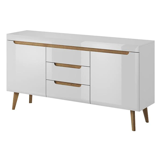 Read more about Newry high gloss sideboard with 2 doors 3 drawers in white