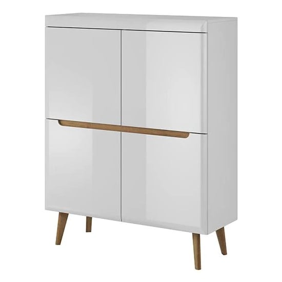 Product photograph of Newry High Gloss Sideboard With 2 Doors 6 Shelves In White from Furniture in Fashion