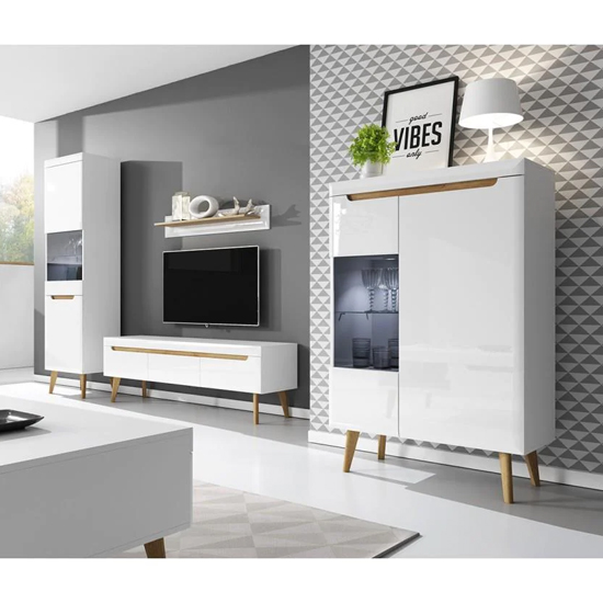 Newry High Gloss Wall Shelf In White