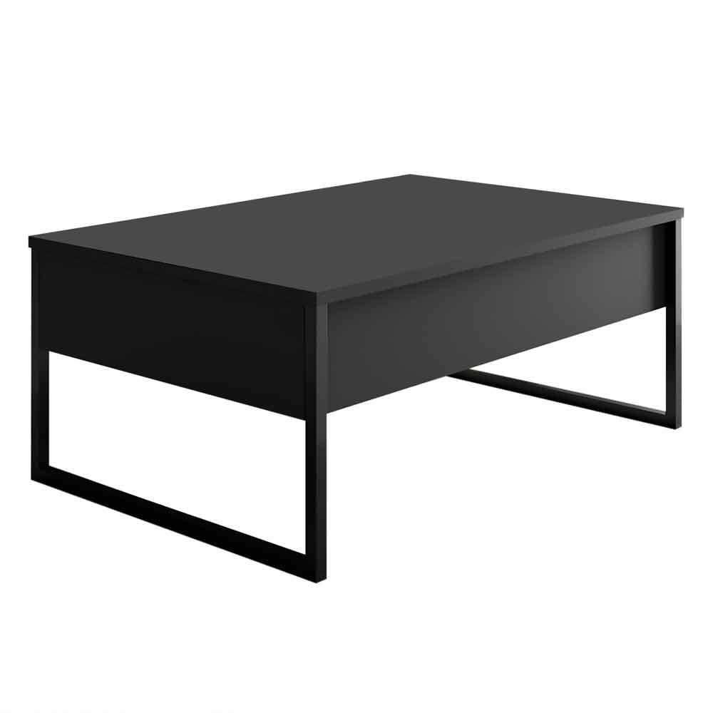 Nordic Wooden Coffee Table with Black Metal Frame in Anthracite
