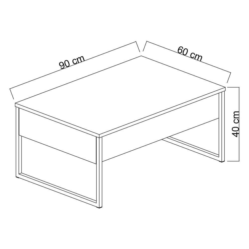 Nordic Wooden Coffee Table with Black Metal Frame in White