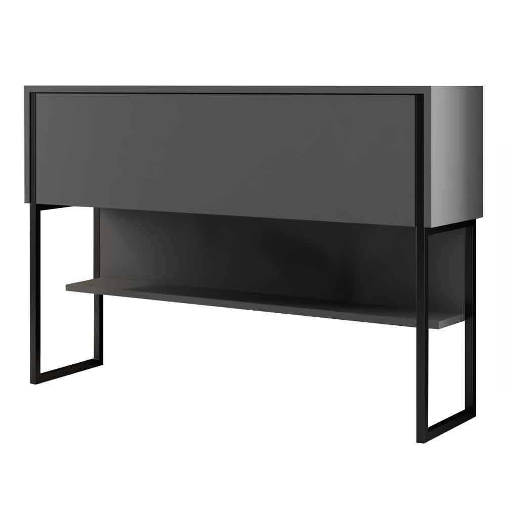 Nordic Wooden Console Table With Black Metal Frame in Anthracite