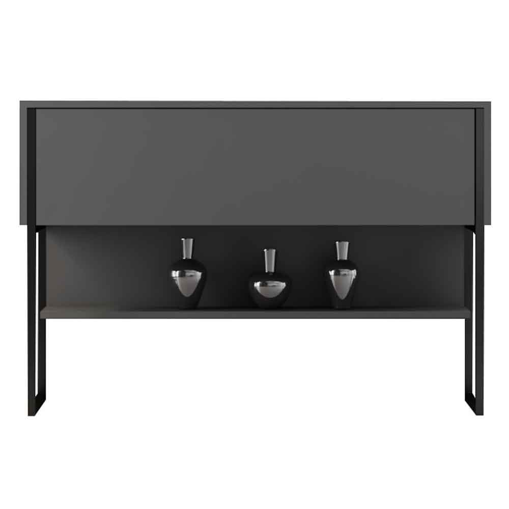 Nordic Wooden Console Table With Black Metal Frame in Anthracite