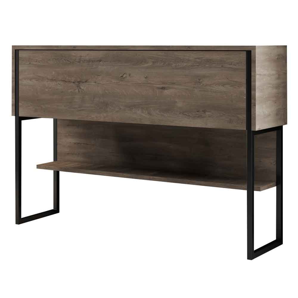 Nordic Wooden Console Table With Black Metal Frame in Walnut